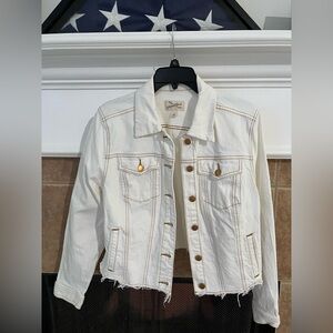 Universal Thread White Jean Jacket Cropped Distressed